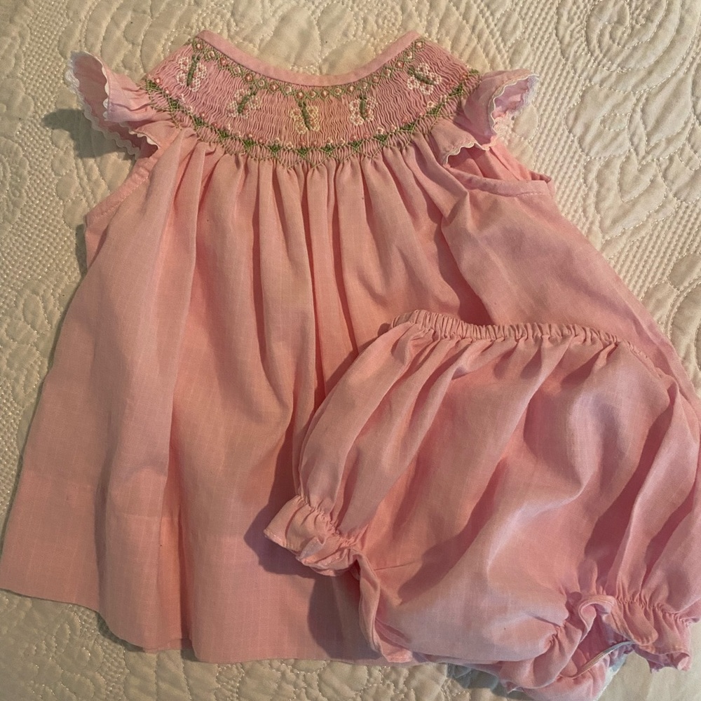 Baby Girl smocked dress and bloomer set